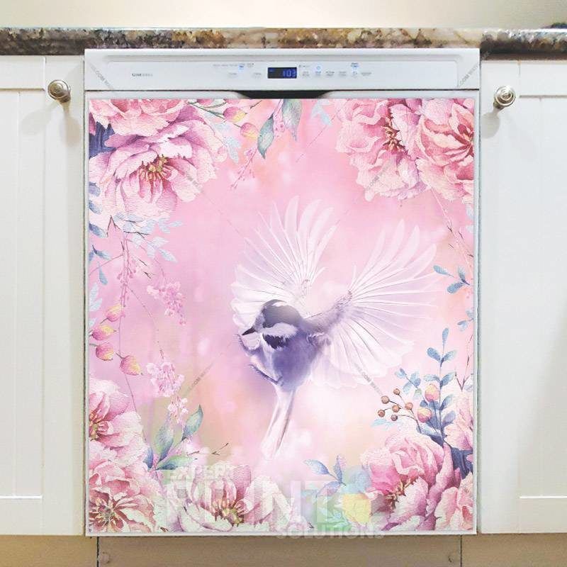 Little Flying Bird and Flowers Dishwasher Magnet