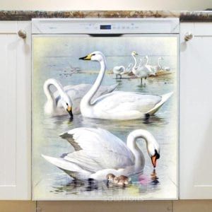 Beautiful Swan Families Dishwasher Magnet