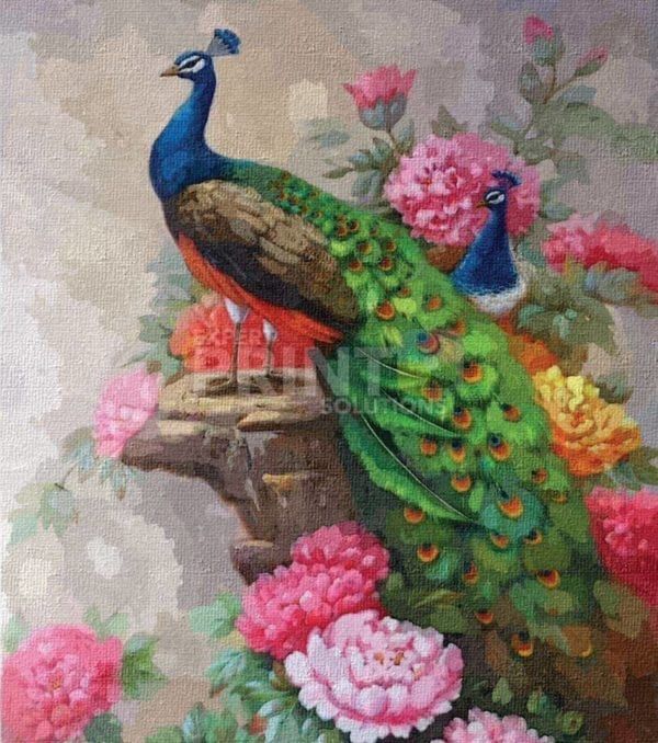 Beautiful Peacocks in a Garden Garden Flag