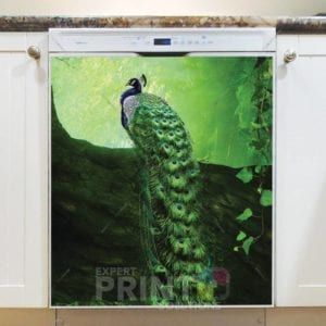 Peacock is Sitting on a Giant Tree Dishwasher Magnet
