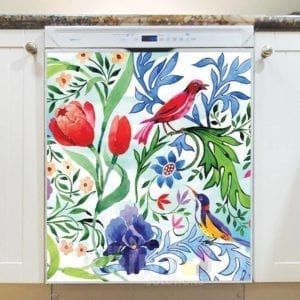 Folk Design with Birds and Flowers Dishwasher Magnet