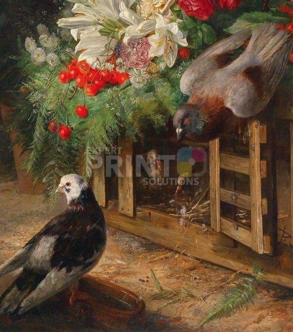 Victorian Still Life with Doves Garden Flag
