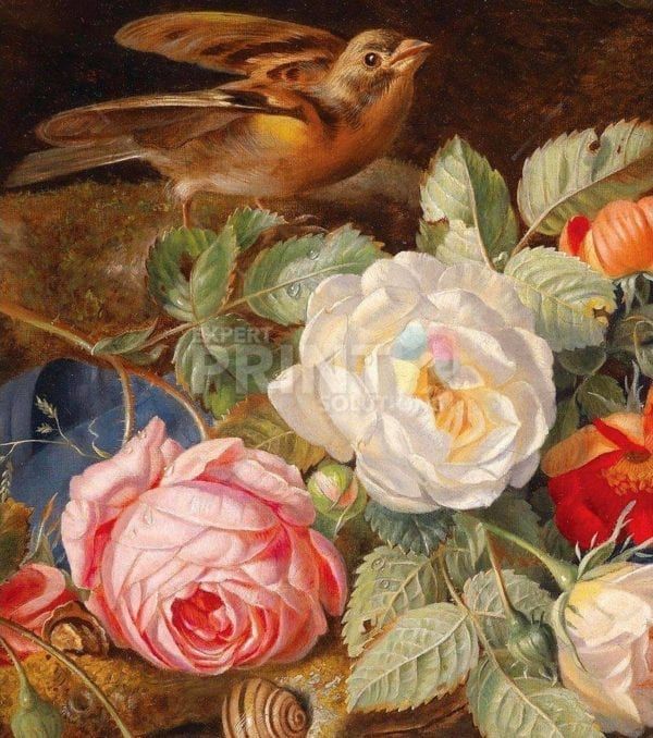 Victorian Still Life with Flowers and a Bird Garden Flag