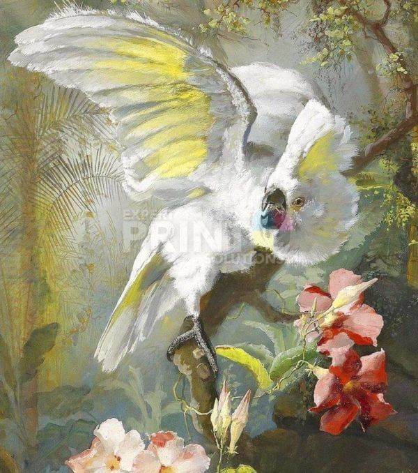 Victorian Still Life with Flowers and a Cockatoo Garden Flag
