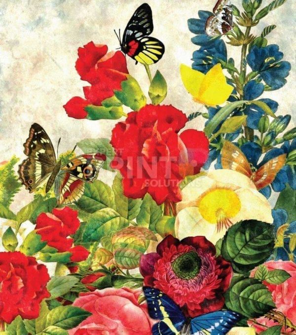 Colorful Summer Garden with Butterflies #1 Garden Flag