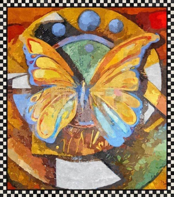 Abstract Design with a Butterfly #2 Garden Flag