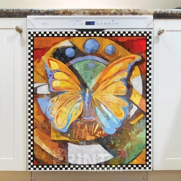 Abstract Design with a Butterfly #2 Dishwasher Magnet