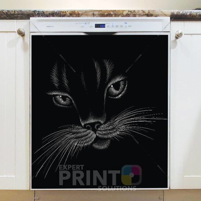 Black Cat Face Dishwasher Magnet