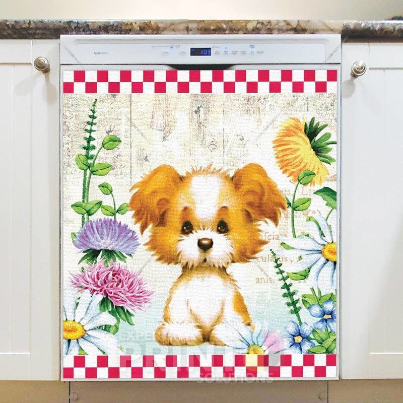 Cute Little Flower Puppy #1 Dishwasher Magnet