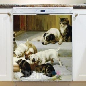 Cute Victorian Cats and Dogs Dishwasher Magnet