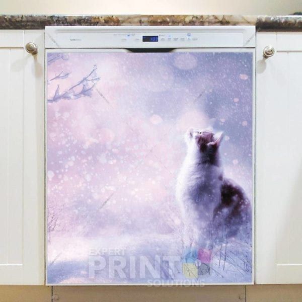 Kitten and the First Snow Dishwasher Magnet