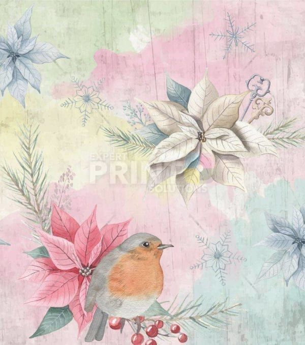 Robin and Poinsettias Garden Flag