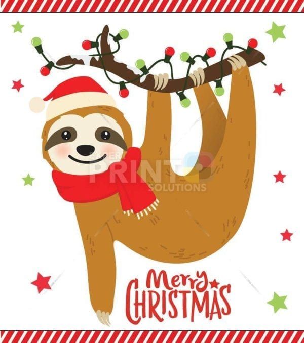 Cute Santa Sloth Garden Flag