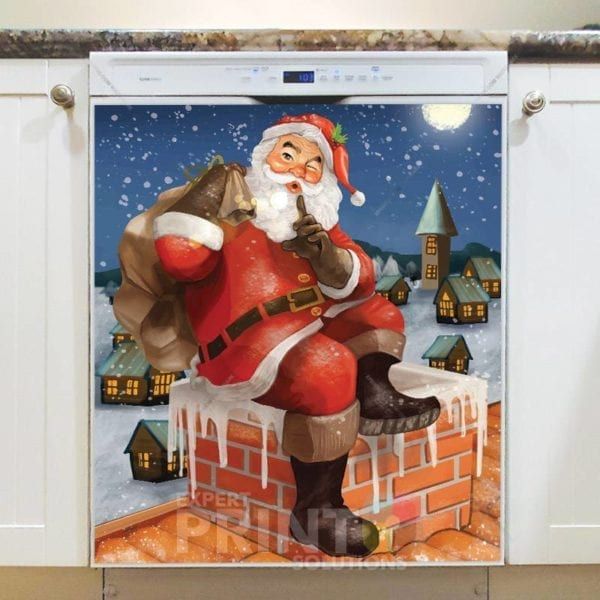 Santa on the Chimney Dishwasher Magnet