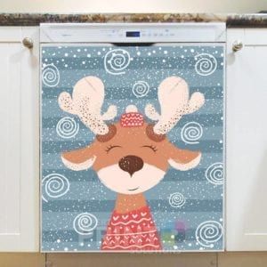 Pretty Deer in Hat and Sweater Dishwasher Magnet