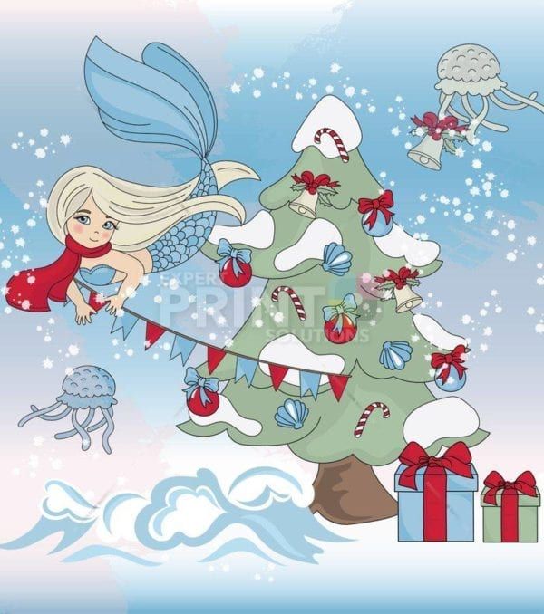 Pretty Christmas Mermaid #1 Garden Flag