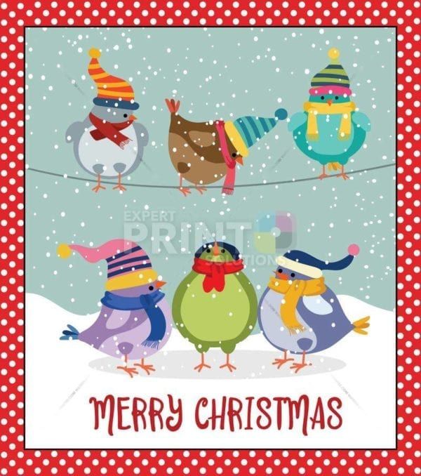 Cute Birds in Christmas Hats Garden Flag