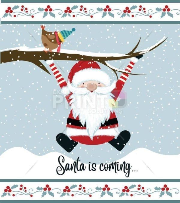 Cute Santa Hanging on a Tree Garden Flag