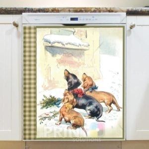 Vintage Christmas Dogs Dishwasher Magnet