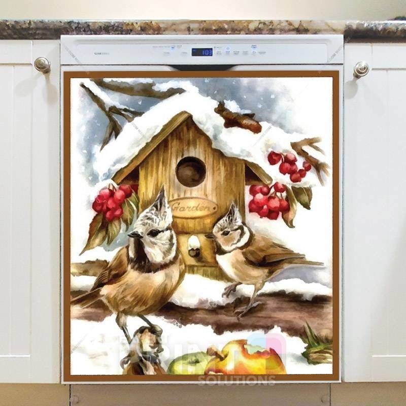 Birds of the Winter - Sparrows Dishwasher Magnet