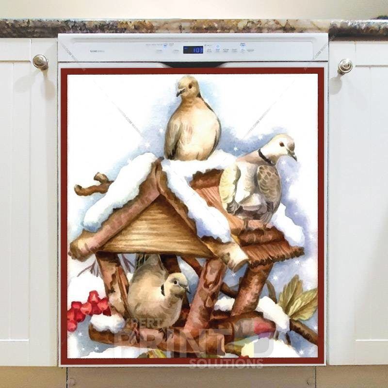 Birds of the Winter - Doves Dishwasher Magnet