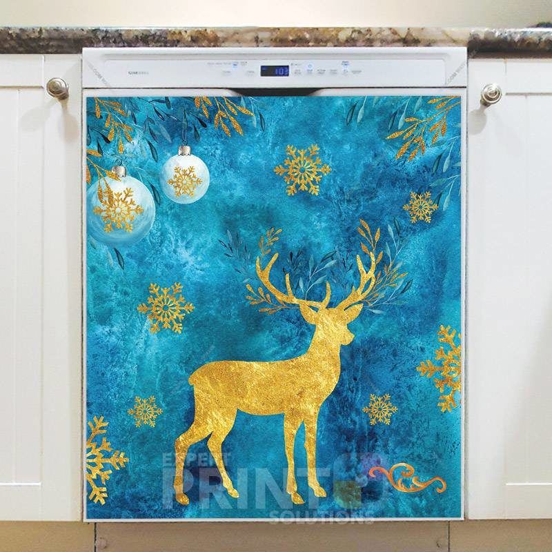 Gold and Blue Christmas Design #1 Dishwasher Magnet