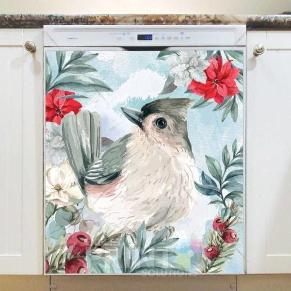 Cute Christmas Titmouse Dishwasher Magnet