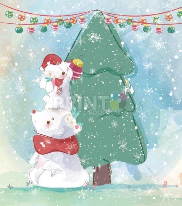 Polar Bear, Bunny and Christmas Tree Garden Flag