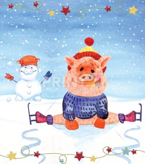 Little Pig Skating Garden Flag