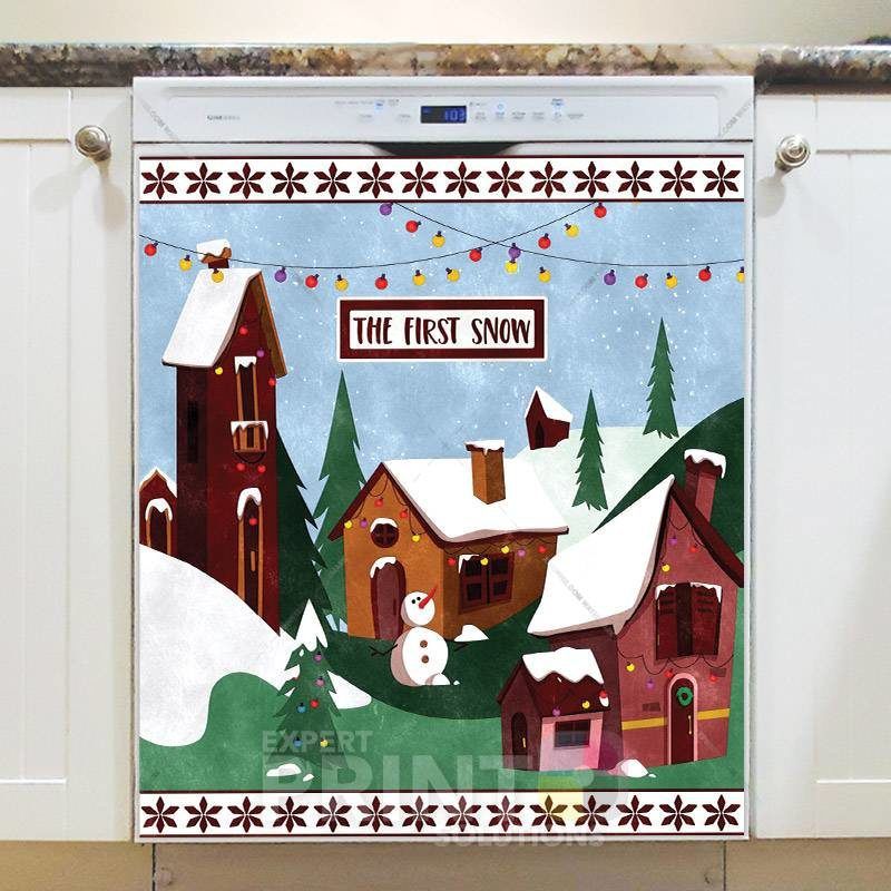 The First Snow in the Village Dishwasher Magnet