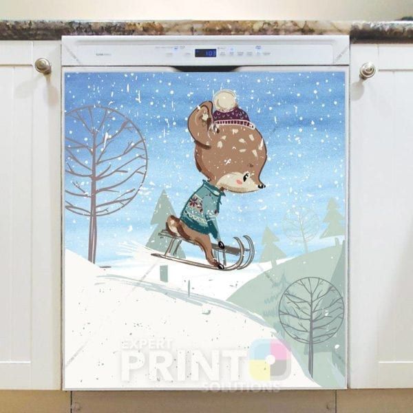 Little Deer's Winter Fun Dishwasher Magnet
