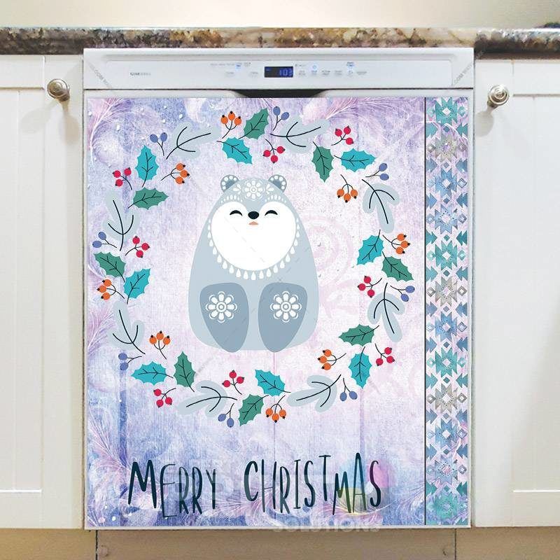 Folk Art Animal Christmas - Bear Dishwasher Magnet