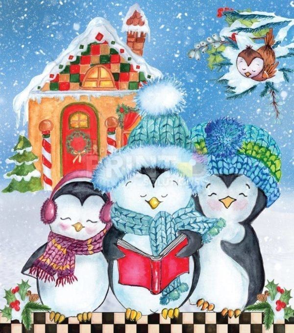 Singing Christmas Penguins Garden Flag