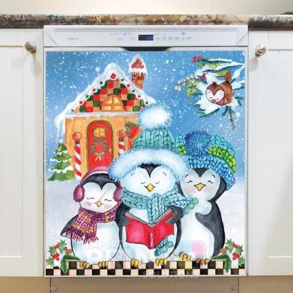 Singing Christmas Penguins Dishwasher Magnet