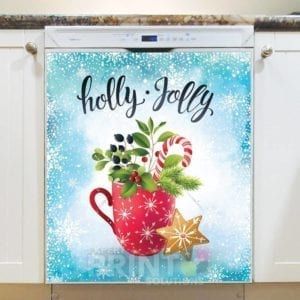 Holly Jolly Christmas Cup Dishwasher Magnet