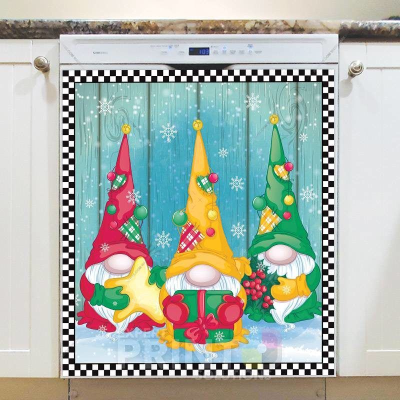 tree Gnomes with Christmas Gifts Dishwasher Magnet