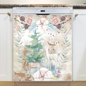 Christmas Decoration with Cotton Flowers Dishwasher Magnet