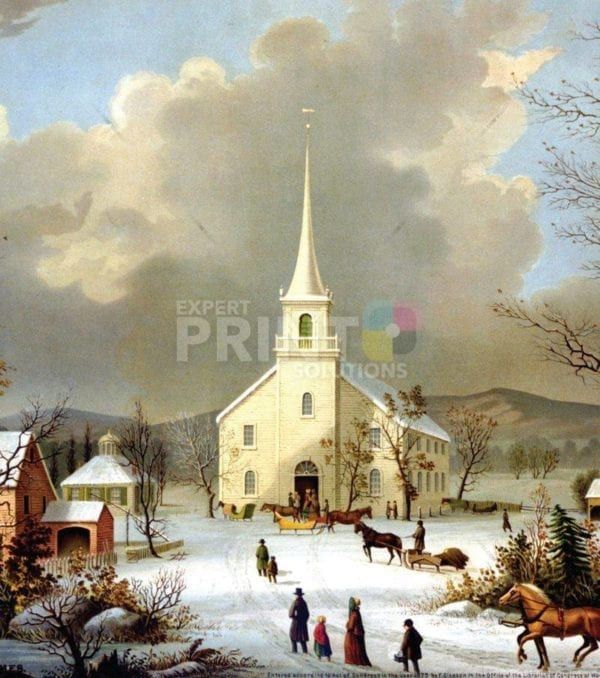 Winter Sunday in Olden Times Garden Flag