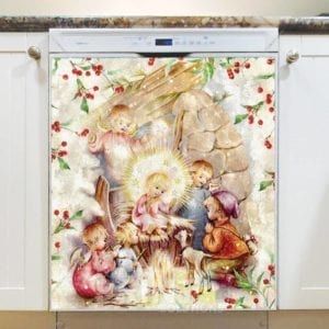 Baby Jesus, the Angel and the Shepherds Dishwasher Magnet