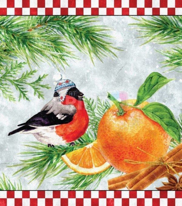 Robin with an Orange and Cinnamon Garden Flag