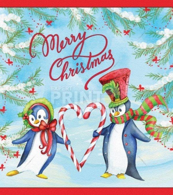 Elegant Penguin Couple Garden Flag