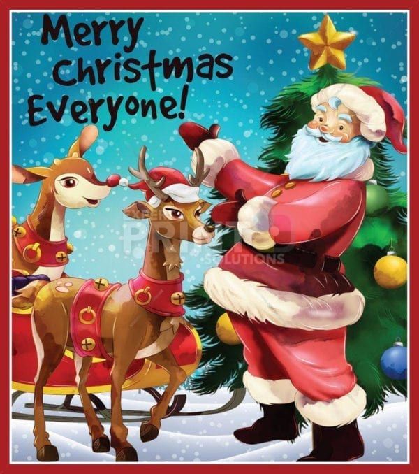Santa Claus and two Reindeers Garden Flag