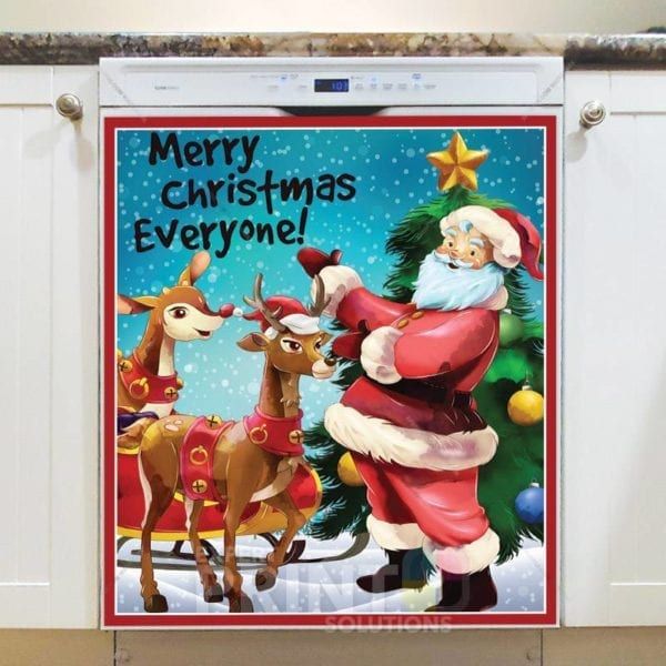 Santa Claus and two Reindeers Dishwasher Magnet