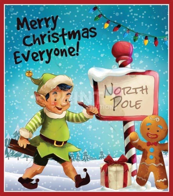 Happy Elf and Gingerbread Man Garden Flag
