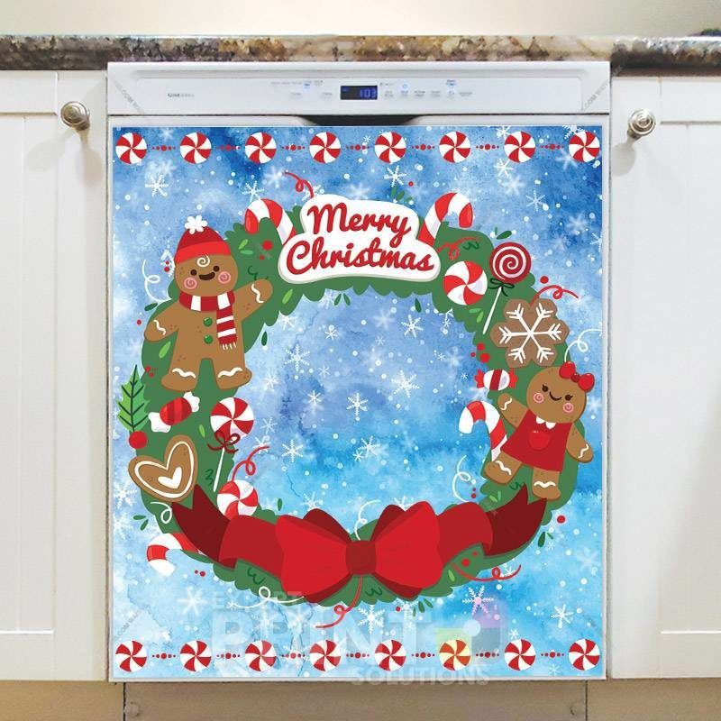 Cute Gingerbread Wreath Dishwasher Magnet