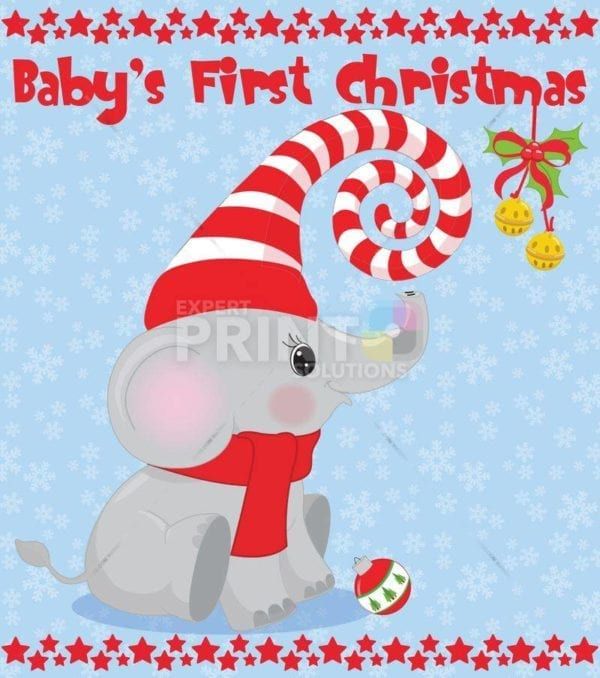 Baby's First Christmas - Elephant Garden Flag