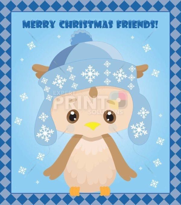 Baby Owl in Blue Hat Garden Flag