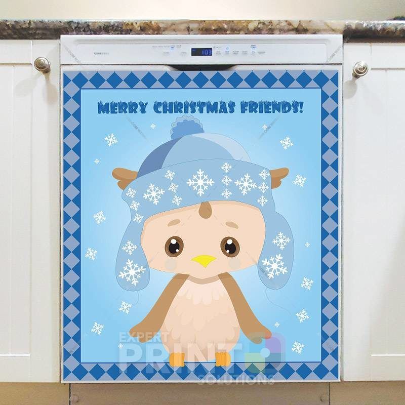 Baby Owl in Blue Hat Dishwasher Magnet