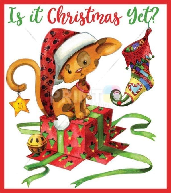 Christmas Kitten on a Giftbox Garden Flag