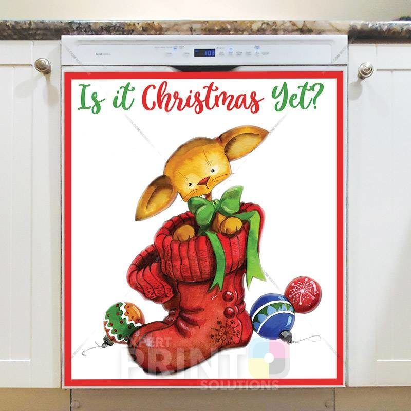 Christmas Kitten in a Stocking Dishwasher Magnet